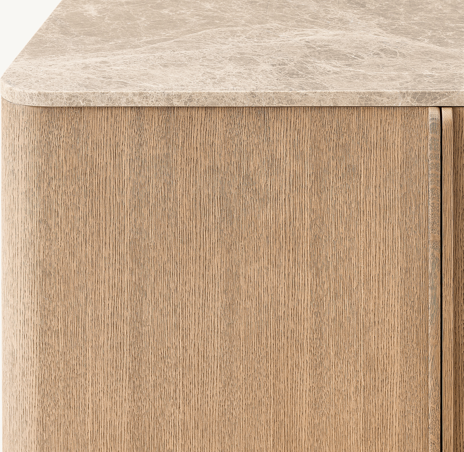 Lapis 6 Kapılı Büfe — Açık Fırçalı Meşe/ Krem Emperador Mermer · Ayrıntı 3