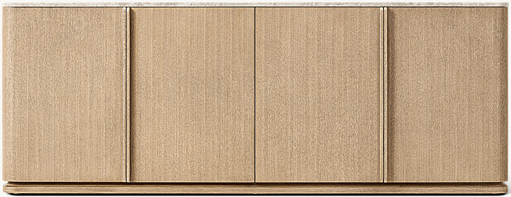 Lapis 4 Kapılı Büfe — Grej Fırçalı Meşe/ Gri Emperador Mermer