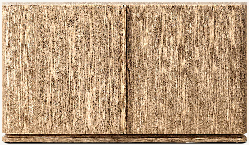 Lapis 6 Kapılı Büfe — Açık Fırçalı Meşe/ Krem Emperador Mermer