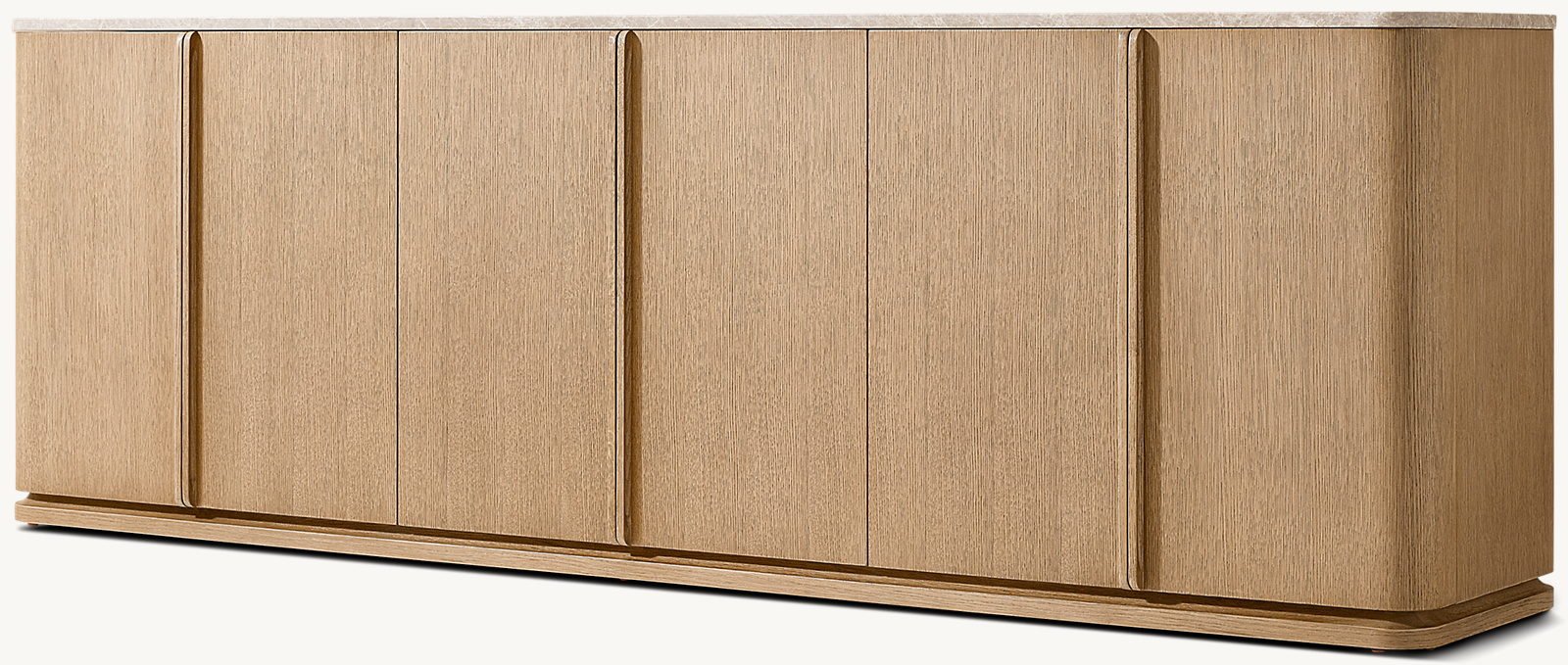 Lapis 6 Kapılı Büfe — Açık Fırçalı Meşe/ Krem Emperador Mermer · Ayrıntı 1