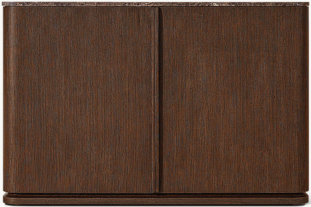Lapis 2 Kapılı Büfe — Kahverengi Fırçalı Meşe/ Kahverengi Emperador Mermer