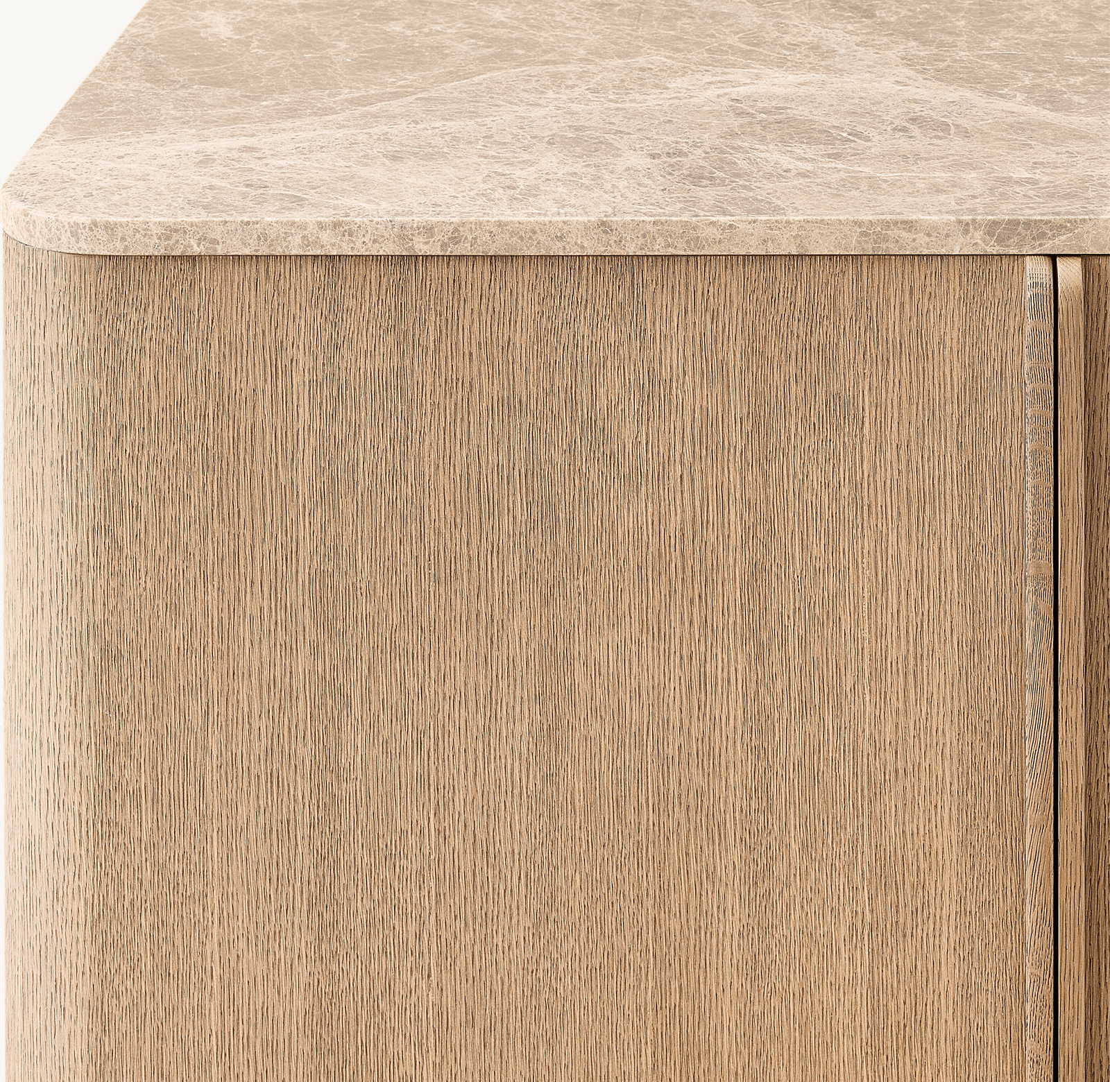 Lapis 2 Kapılı Büfe — Açık Fırçalı Meşe/ Krem Emperador Mermer · Ayrıntı 3
