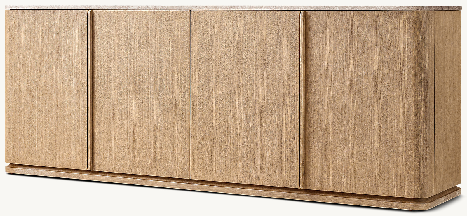 Lapis 4 Kapılı Büfe — Açık Fırçalı Meşe/ Krem Emperador Mermer · Ayrıntı 1