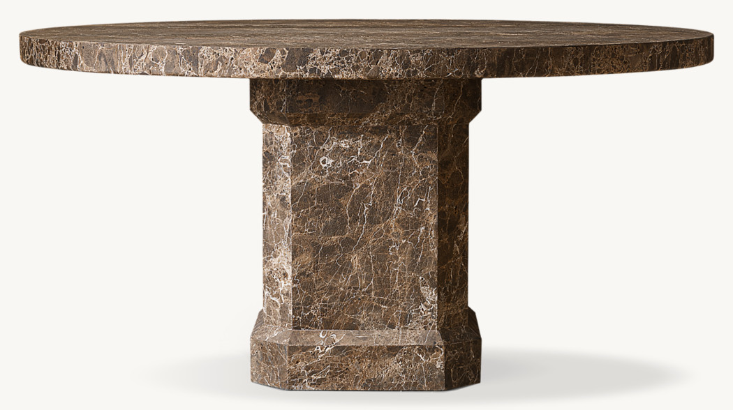 Petra Yuvarlak Masa — Sandblasted Kahverengi Emperador Mermer