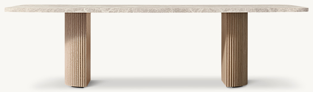 Talya Dikdörtgen Masa — Grej Meşe/ Gri Emperador Mermer