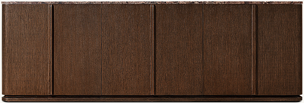 Lapis 6 Kapılı Büfe — Kahverengi Fırçalı Meşe/ Kahverengi Emperador Mermer