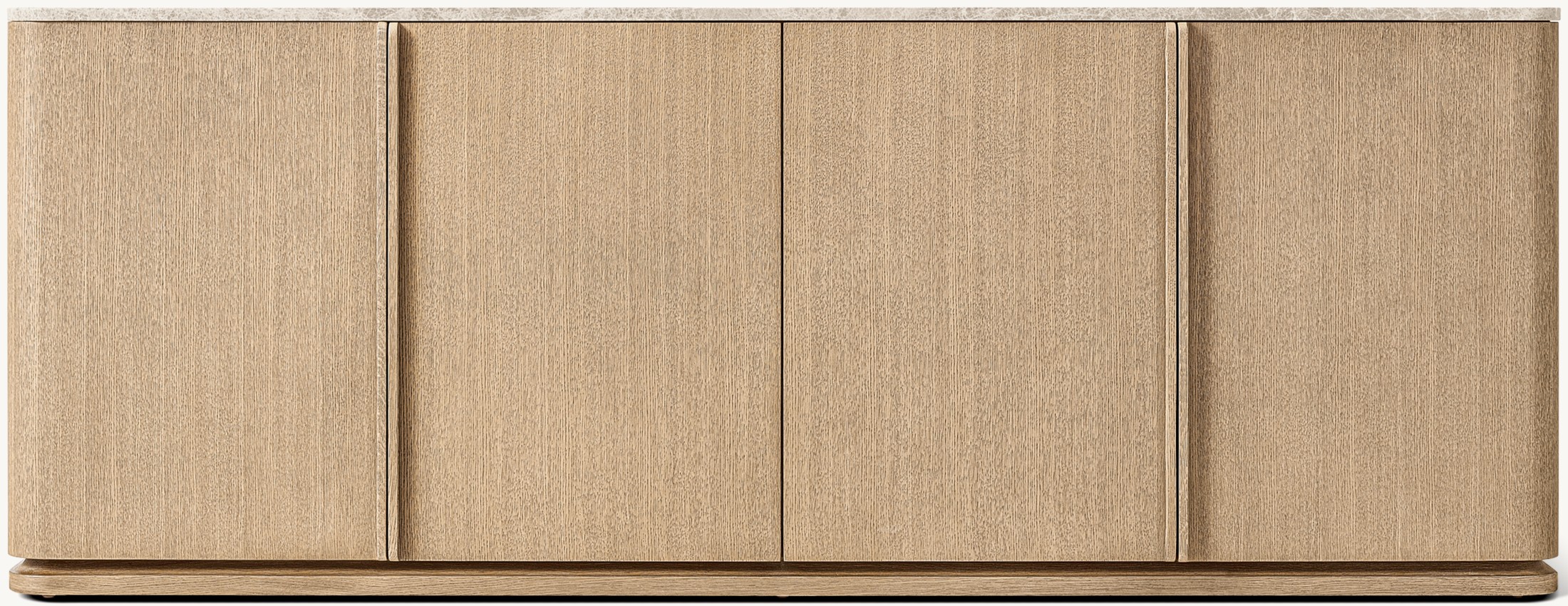 Lapis 4 Kapılı Büfe — Grej Fırçalı Meşe/ Gri Emperador Mermer
