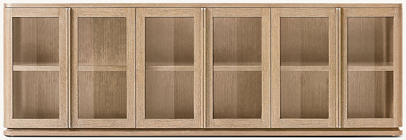 Aster 6 Kapılı Camlı Büfe — Açık Fırçalı Meşe