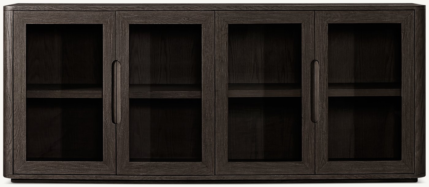 Veyra 4 Kapılı Camlı Büfe — Siyah Meşe/Bronz